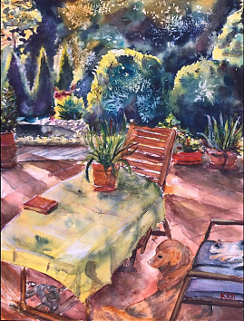 Klári kertje  - 2021 akvarell 48x32 cm