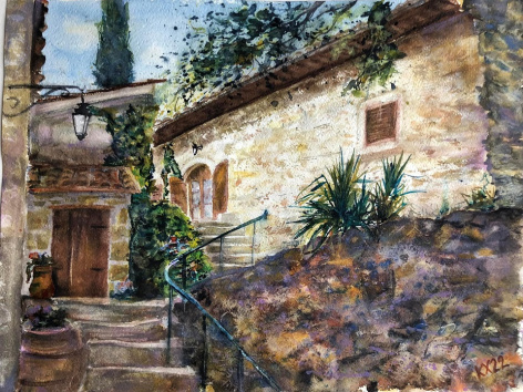 Zegzugos utcákon - Provence - 2022 akvarell 30x40 cm