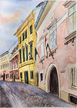 Új utca - 2019 akvarell 32x24 cm(elkelt)