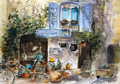 Holtidény - Provence - 2022 akvarell 50x70 cm
